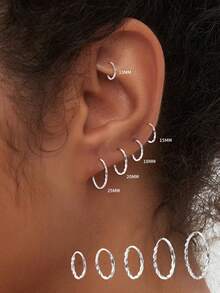 1对S925纯银双圈光滑耳钩扭纹耳环，简约经典造型耳扣，低敏感耳钩，尺寸可选7mm、9mm、11mm、13mm、15mm、18mm、20mm、25mm。珠宝礼品，可送母亲、姐妹、女友，亦可作为圣诞礼物。