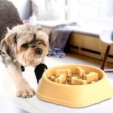 Plastic Slow-Feeding Dog Bowl For Small Dogs, Suitable For Dogs That Eat Quickly, Also Ideal As A Puzzle Bowl For Small Dogs And Cats - 黃色 - 查看 2