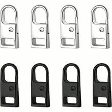 Urmspst Zipper Pull Replacement (Upgraded), 4 PCS Detachable Zipper Pull Oval Tabs For Luggage Clothing Jackets Backpacks Boots Purse Coat(4 Color Black, Silver, Gold,Gray ) - 4pcs - View 2