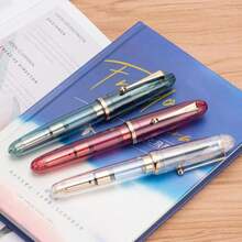 Jinhao 9019 DaDao Series Fountain Pen, Size 8 Fine Nib With Refillable Large Ink Converter, Transparent Clear Acrylic Design Smooth Writing Pen (Gold Trim) - ColorI - 查看 6