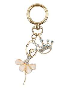 Elegant Ballet Dancer Charms Keychain, Sparkling Ballerina Pendant, Crystal Crown Pendant, Diy Jewelry Accessories, Enamel Alloy Ballet Dancer Keyring, Ballet Themed Exquisite Charm, Diy Craft, Elegant Car Ornament, Purse Accessory, Bookbag Decoration, Aesthetic Balletcore Jewelry, Good Luck Charm, For Car Keys & Handbag Charm, Christmas Gift, Valentine'S Day, Birthday Present, New Year Gift - Multicolor - View 10