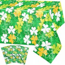 1/3pcs St. Patrick's Day Tablecloth, Rectangular Clover Tablecloth, Lucky Irish Shamrock Tablecloth, Suitable For St. Patrick's Day Restaurant Party, 54x108inch