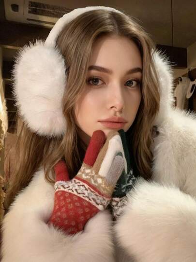 1pc Fluffy Earmuffs For Women, Cute Plush Winter Warm Ear Cover, Foldable Ear Warmer, Suitable For Autumn/Winter Warm Accessories