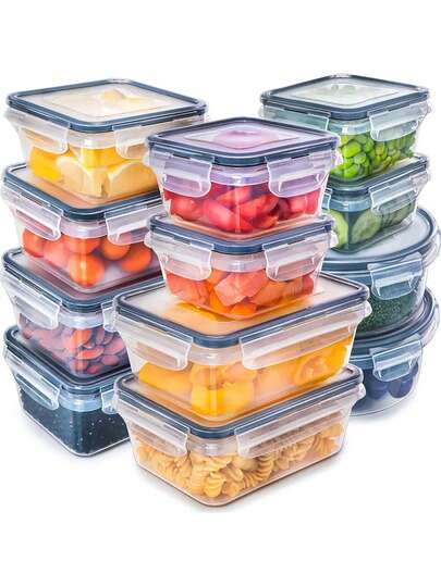 1pc Food Container, With Lid Food Plastic Pp Storage Container, Airtight Leak-Proof Easy Spring Lock And Plastic Container Set, Suitable For Picnic, Camping, Office And School, Kitchen Supplies, Refrigerator Storage And Cooling.