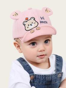 1pc Baby Hat, Cartoon Bear Design, Thin Brim Baseball Cap, Suitable For Outdoor, Fits 3-12 Months, Spring/Autumn - HIBAER Bear - View 6