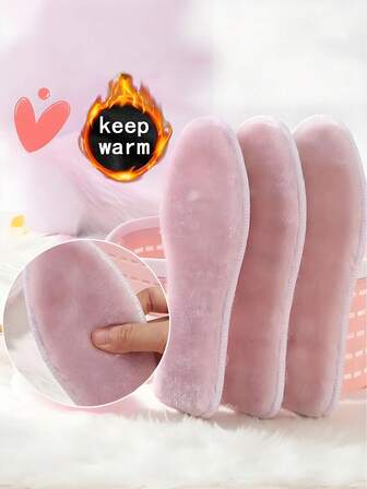 2片装男女通用保暖绒面鞋垫 - 加厚舒适冬季鞋垫，适用于拖鞋和雪地靴，可机洗混纺面料，保暖透气，冬季靴子适用