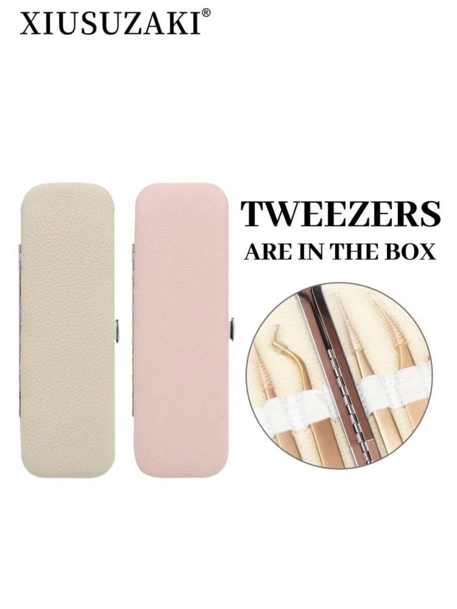 XIUSUZAKI 1pc New Eyelash Tweezers Tool Bag Eyelash Extension Beauty Eyebrow Kit Eye Makeup Accessories Case - Baby Pink - View 1