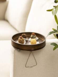 多用途竹制沙发托盘，用于遥控器、零食和饮料的储存，家用竹制储物托盘