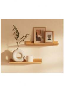 Wooden Shelves 50x10x5cm For Decoration – Bedroom, Living Room, Kitchen, Hallway, Boho Style - 駝色 - 查看 8