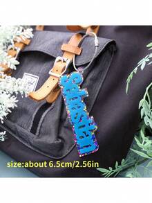 Personalized Glitter Name Keychain - Customized Name/Initial, Shiny Pink And Blue Letters, Acrylic And Metal Ring Charm, Suitable For Women - Back To School Gift, Birthday Party Favors, Backpack Accessory (Your Name), Personal Keyring, Women's Keychain, Cute Keychain, Ladies Keychain, Small Jewelry, Women's Keychain, Cute Keychain - Style 36 - View 3