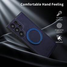 1个Aunote高品质荔枝纹PU皮革360°旋转指环支架磁吸保护手机壳，舒适耐用，旋转指环顺滑，适用于流媒体、办公、摄影等场景，支持无线充电和车载支架，适用于三星Galaxy S23 Ultra/S24 Ultra/S25 Ultra，男女通用高级礼品 - 薄荷綠 - 查看 6