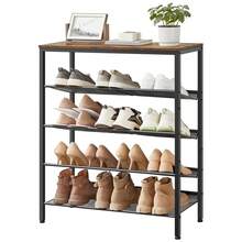 VASAGLE 5-Layer Shoe Rack, High Shoe Storage With 4 Mesh Shelves And Large Top For Bags, Space Saving For Entrance, Hallway, Steel, Industry, Rustic Brown And Black - Rust Brown - View 11