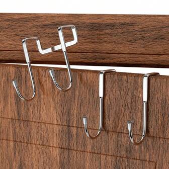 [2/4 paquetes de ganchos de utilidad resistentes al óxido] 2/4 paquetes de ganchos de utilidad de acero inoxidable - Estilo casual montado en la pared sin taladro para organización de almacenamiento en la cocina y el baño - Metal, resistente al óxido