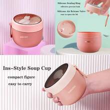 2-Layer Multi-Compartment Insulated Lunch Box Set: Lunch Box + Cup + Bag. Portable Large Capacity Food Container With Handle, Reusable Microwaveable Plastic Lunch Box For Office Workers, Students, Office, School, Party, Outdoor, Camping, Picnic, Snack - trắng - Xem 9