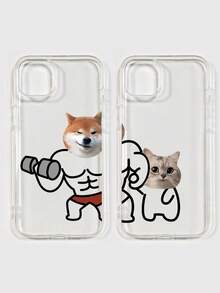 2个印花手机壳，透明手机壳，趣味健身运动手机壳，哑铃手机壳，可爱猫狗图案手机壳，兼容 11/12/13/14/15/15 Pro Max、 16/16 Pro/16 Plus/16 Pro Max/17 Pro Max、Galaxy A23 5G/A32 4G/A34/A54/S23 Ultra/S24+/A14/S20 FE/S21 5G/S26/S26 Plus/S26 Ultra - 彩色 - 查看 12