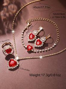 SOKI SOKI Bộ trang sức nữ nhân Ngày của Mẹ gồm đồng hồ, đồng hồ thạch anh mặt tròn thời trang, thanh lịch, kèm dây chuyền mặt dây chuyền hình trái tim, bông tai, nhẫn và vòng tay. Bộ trang sức này phù hợp để đeo hàng ngày, làm quà sinh nhật, quà tựu trường, quà Lễ Tạ ơn và các dịp lãng mạn, là sự lựa chọn tốt nhất (không bao gồm hộp quà). - Đỏ - Xem 5