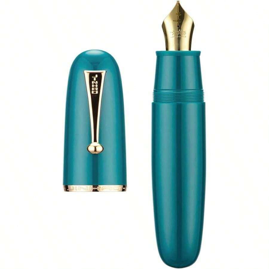 Jinhao 9019 DaDao Series Fountain Pen, Size 8 Fine Heartbeat Nib With Large Ink Converter, Lake Blue Acrylic Design Smooth Writing Pen (Gold Trim) - MàuD - Xem 1