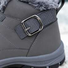 2025 Winter Men's Fashion Anti-Slip Fleece Snow Boots, Fleece-Lined Warm Ankle Boots, Couple's Style With The Same Design - 灰色 - 查看 5