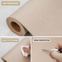 AFIING Leather Desk Pad Protector, Large Non-Slip Office Desk Mat With Natural Cork &Amp; PU Leather, Waterproof Writing Mouse Pad For Office And Home (55in*17in,Beige) - ColorA - 查看 4