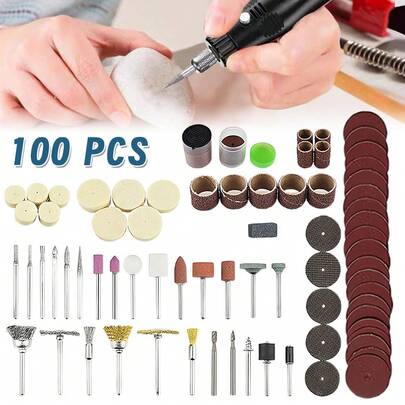 100pcs Rotary Drill Bit Polishing Cutting Tool Set For Grinding Kit,No Assembly Required, Drill Accessories, Versatile Tool Set, Durable Construction, Engraving Tools,For Diy Enthusiasts