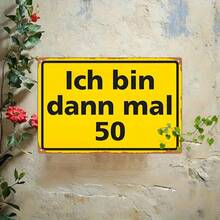 2D Flat, 1pc Metal Decorative Sign, Metal Metal Sign Plaque Yellow Warning Sign Wind 50 Years Old Fun Slogan, Metal Decorative Sign, Retro Trick, Party Eye-catching, Suitable for Birthday Decorations Wall Decoration Bar Hanging Decoration Garage  Play 20*30cm/8*12inch - Weiss - Übersicht 2