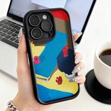 Funda de teléfono con diseño de arte abstracto colorido para  14 Pro Max,  13,  12,  Galaxy S23, S22, S21, protector de teléfono, funda de pareja, regalo para novio o novia, presente de vacaciones - Burdeos - Ver 3