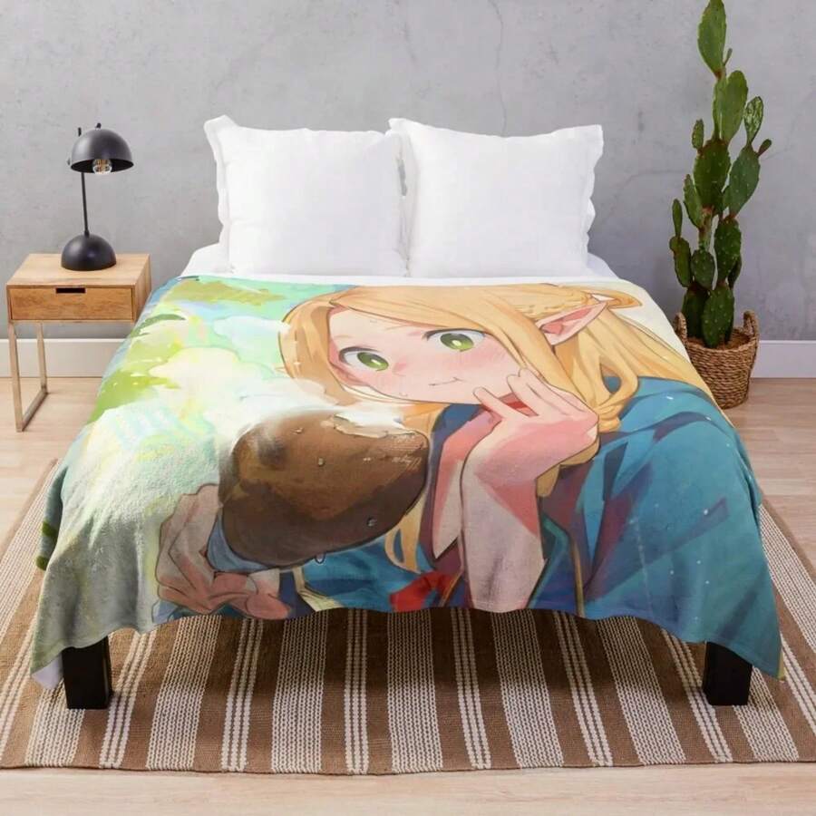 Delicious In Dungeon - Marcille Donato Throw Blanket Blankets For Soft Big Manga For Sofa Thin Blankets. - màu đen - Xem 1