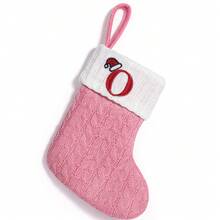1件裝粉色迷你可愛針織字母刺繡聖誕襪，可客製化字母，適合家庭節日聖誕派對裝飾、新年派對禮物，個性化字母聖誕襪，居家聖誕裝飾禮品 - 彩色 - 查看 12