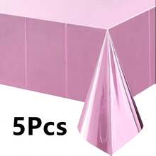 5pcs/Pack Disposable Rectangle PE Solid Color Tablecloths, 137cm X 274cm, Waterproof Grease-Proof Tableware For Birthday Party Decor - 54*108inch - View 24