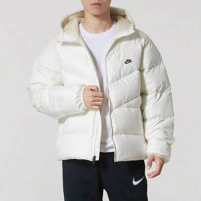 Nike เสื้อแจ็คเก็ตดาวน์น้ำหนักเบาใส่สบายกันลมกันหนาวพื้นฐานสำหรับผู้ชายรุ่นใหม่ฤดูหนาวปี 2025 เสื้อผ้ากีฬา outdoor ลำลอง HQ7791-133