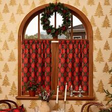 Christmas Kitchen Curtains Winter Holiday Pattern Cafe Small Short Tier Window Curtains For Living Dining Room Decor - Multicolor - View 4