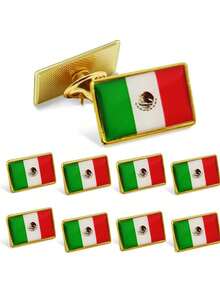 8件套 各国国旗金属方形徽章胸针配件