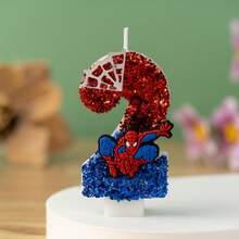 漫威蜘蛛侠卡通数字生日蜡烛蛋糕派对装饰手工蜡烛装饰 - 彩色 - 查看 12