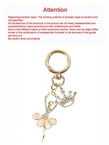 Elegant Ballet Dancer Charms Keychain, Sparkling Ballerina Pendant, Crystal Crown Pendant, Diy Jewelry Accessories, Enamel Alloy Ballet Dancer Keyring, Ballet Themed Exquisite Charm, Diy Craft, Elegant Car Ornament, Purse Accessory, Bookbag Decoration, Aesthetic Balletcore Jewelry, Good Luck Charm, For Car Keys & Handbag Charm, Christmas Gift, Valentine'S Day, Birthday Present, New Year Gift - Multicolor - View 4