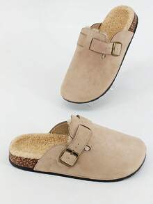 Nouvelles chaussures d'hiver unisexes pour couples, chaussures pour hommes et femmes, pantoufles en peluche pour hommes en automne/hiver, pantoufles décontractées pour l'extérieur, pantoufles en peluche unisexes, tongs pour hommes et femmes, sandales/pantoufles noires décontractées pour hommes et femmes, chaussons, chaussures de plage, sandales à semelle épaisse pour femmes, pantoufles pour hommes de couleur unie confortables pour le bureau et l'extérieur - Style abricot D - Voir 5
