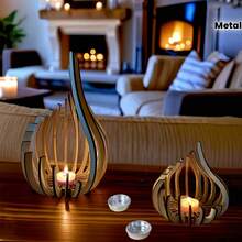 1 buah Tempat Lilin Bunga Teratai Berongga Kayu Buatan Tangan, Dekorasi Meja Rumah, Cocok untuk Pernikahan, Ruang Tamu, Pesta Ulang Tahun, Hadiah Liburan - MultiWarna - View 8