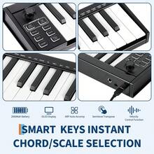 49 Key MIDI Keyboard Controller, USB MIDI Keyboard Controller With DAW Integration, 8 Drum Pads & OLED Display, Perfect For Music Production - Black - View 5