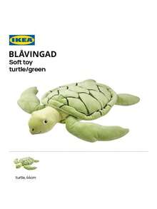IKEA Almofada de pelúcia em formato de tartaruga da BLÅVINGAD, almofada confortável com um design fofo de tartaruga, ideal para crianças usarem na hora de dormir e para decoração do quarto, 44 cm de comprimento.