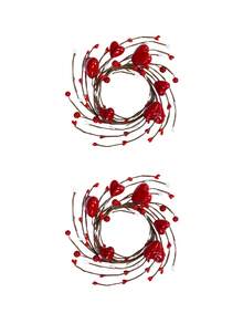 1pc/2pcs Valentine's Day Candle Ring Wreath Mini Wreath Red Heart Candle Holder New Arrival Valentine's Day Mother's Day Red Heart Berry Candle Ring Candle Holder Ring Table Decor Red Holiday Wedding Party, Home Office, Indoor Table Accent