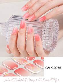 Christmas Semi Cured Gel Nail Strips, Jelly Beige, 16pcs Gel Nail Wraps, Stickers, UV Light Required, Salon Quality, Long Lasting - Red - View 8