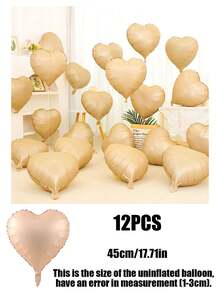 12pcs 18 Inch Red, White, Black, Cream, Gold, Rose Gold, Pink, Silver, Blue Heart-Shaped Aluminum Foil Balloons, Suitable For Birthday Party, Wedding Engagement, Confession, Love Party, Valentine's Day, Anniversary, Event Party Decoration - Multicolor - View 19
