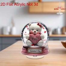 1件2D平面可旋转亚克力桌面摆件，可爱的泰迪熊抱着一颗写有“爱”字的大红心，置于精美的雪球中，温馨浪漫的家居装饰或礼品，极具收藏价值。 - 彩色 - 查看 8