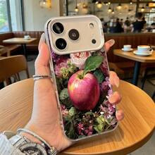 Funda de Teléfono Diseño Floral Rosa de Apple para Modelos de  y  Adecuada para Todas las Estaciones Opción de Regalo Ideal - Negro - Ver 1