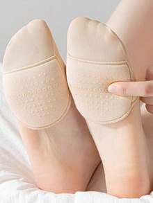 1双女士柔软弹力前掌袜，带防滑鞋底 - 米色 - 查看 2