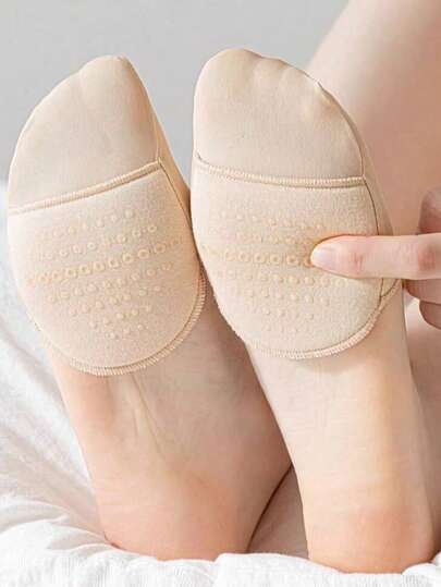 1双女士柔软弹力前掌袜，带防滑鞋底