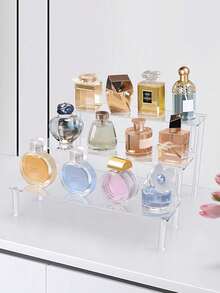 1个亚克力桌面化妆品展示架，透明梯形纸杯蛋糕造型，可用于展示香水、手办、盲盒等物品。 - 無色 - 查看 3