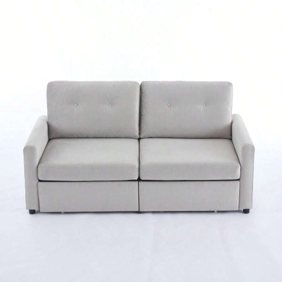 Dunkelgraues 2-Sitzer Wohnzimmer-Sofa Mit Schubladen Stauraum Funktion - Grey - View 1