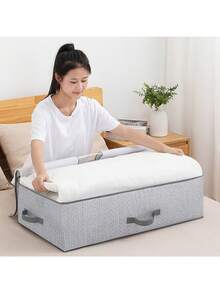 Cajas de almacenamiento de tela plegables de gran capacidad - Adecuadas para ropa de cama, ropa, almohadas, mantas - Ideal para el hogar, dormitorio, dormitorio, armario - Contenedores de almacenamiento plegables cuadrados para ropa, edredón, edredón - Contenedores de almacenamiento de tela no tejida y ahorro de espacio para armario - Multicolor - Ver 6