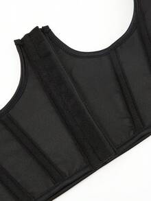 Corsé de cintura con cierre frontal, cinturilla reductora, moldeador corporal con huesos de acero - Negro - Ver 8
