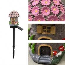 炫目明亮的太阳能蘑菇灯仙女花园灯适用于家庭装饰户外装饰桩蘑菇屋太阳能 LED 景观照明适用于草坪、人行道、露台、庭院